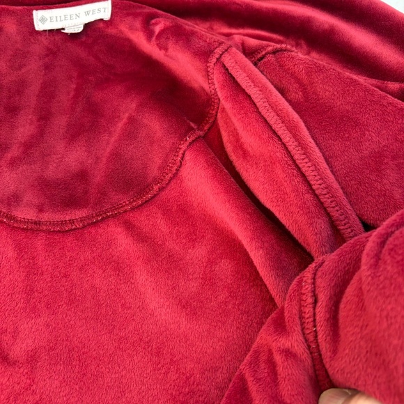 Eileen West Burgundy Red Velour Zip Robe - S/M - Picture 10 of 15